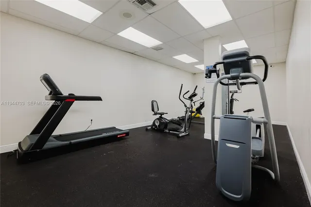 a view of a room with gym equipment