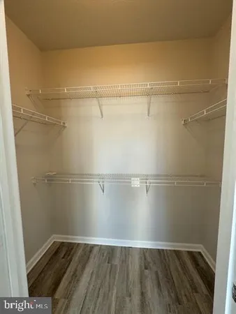 a view of an empty walk in closet
