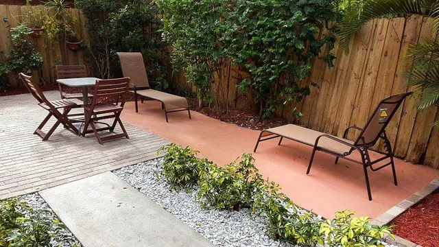 a view of a chairs and tables in the patio