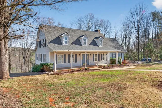 a front view of a house with patio