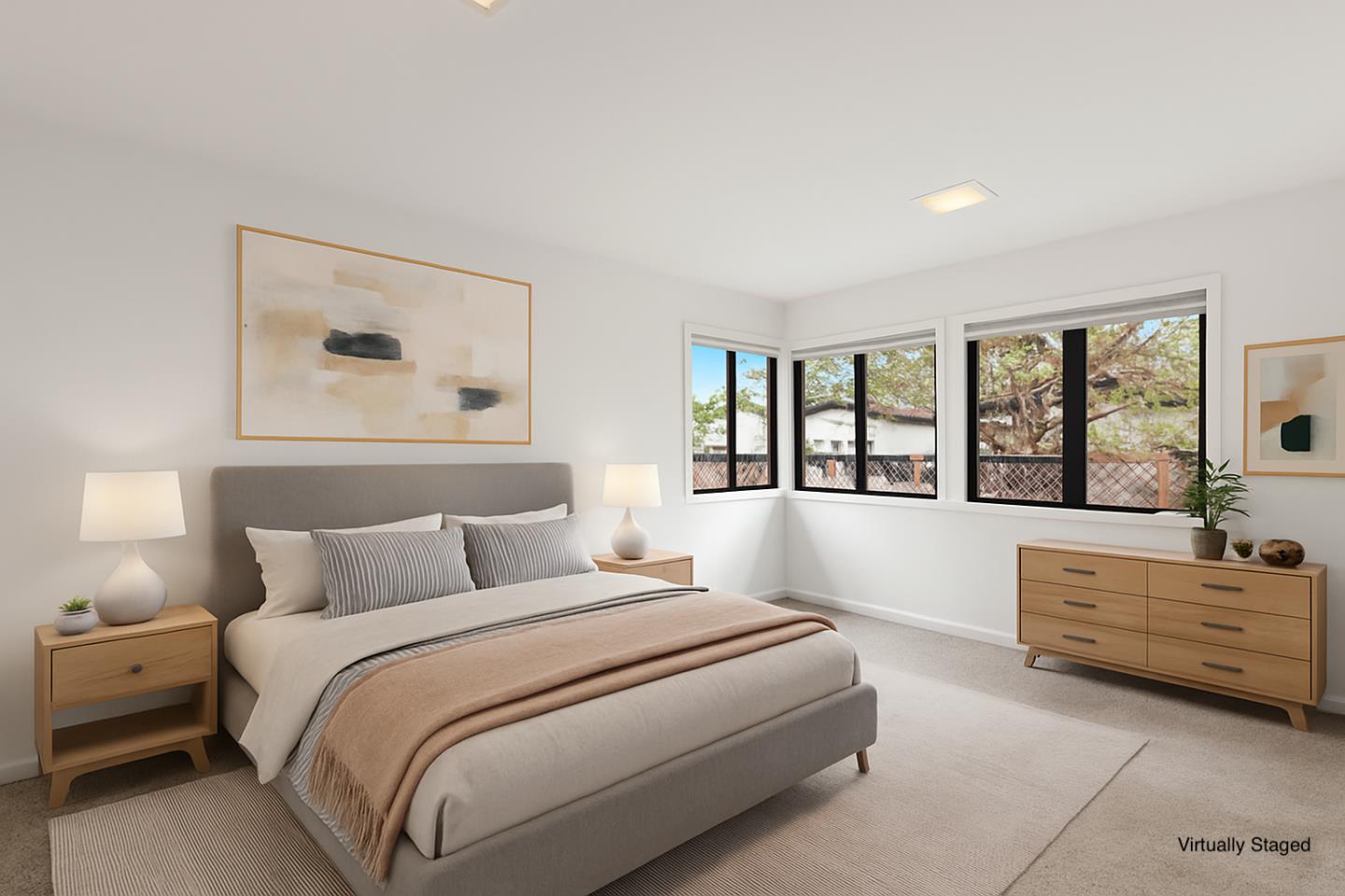 17 Oak Street Los Altos, CA 94022 - Photo 6 of 9 a bedroom with a large bed and a window