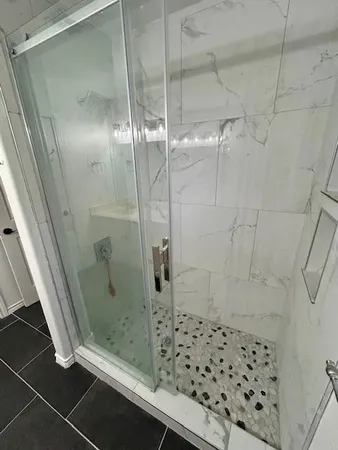 a bathroom with a shower