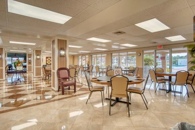 a view of a lobby with furniture