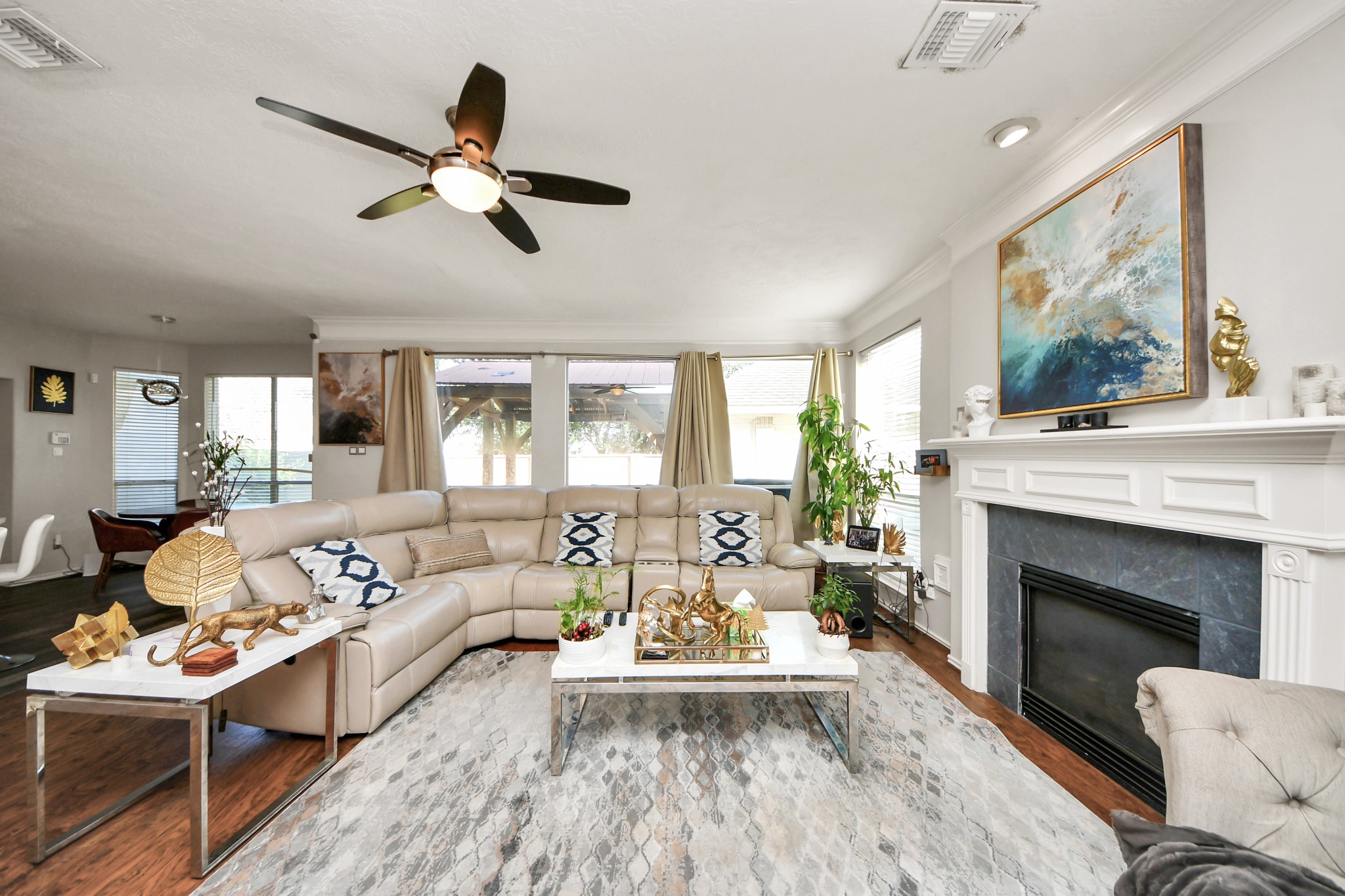 3515 Shadowside Court Houston, TX 77082 - Photo 12 of 31 a living room with furniture and a fireplace