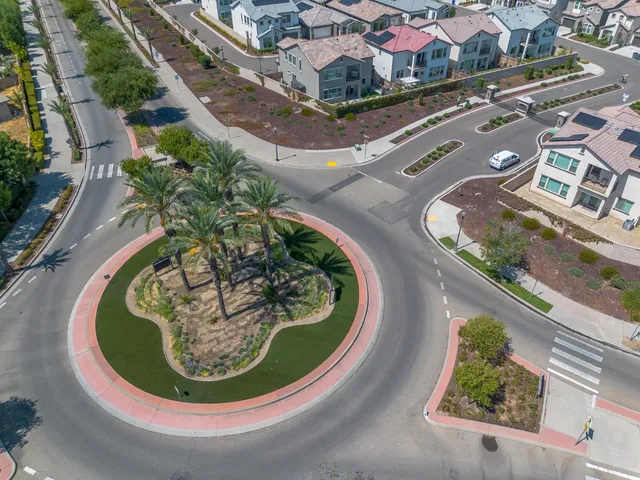 an aerial view of a swimming pool
