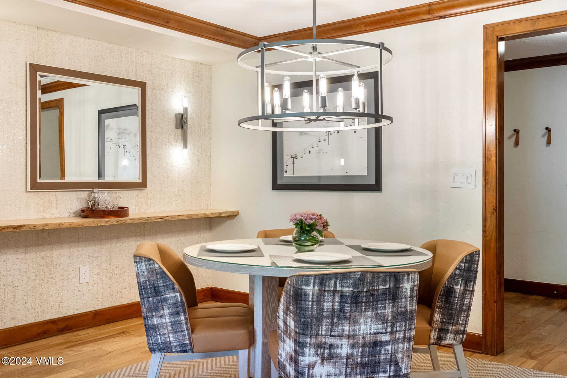 100 Bachelor Ridge Road, Unit 3507 Avon, CO 81620 - Photo 27 of 29 a view of a dining room with furniture and wooden floor