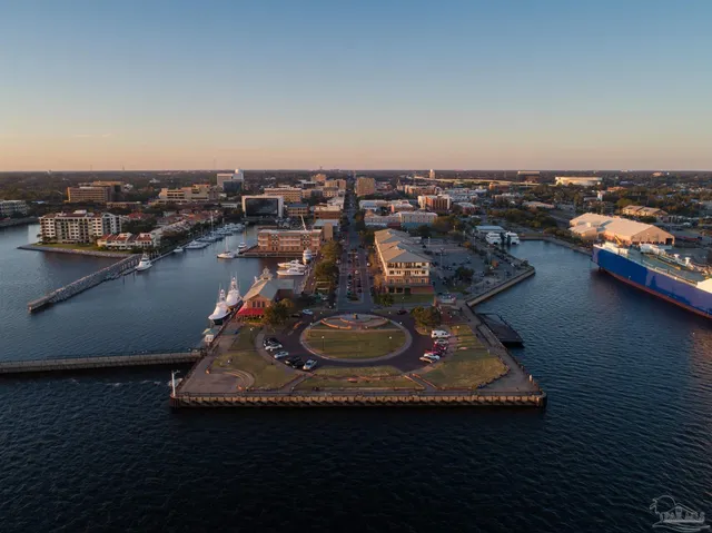 an aerial view of a house with a ocean view