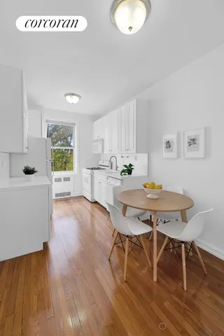 a workspace with furniture and wooden floor