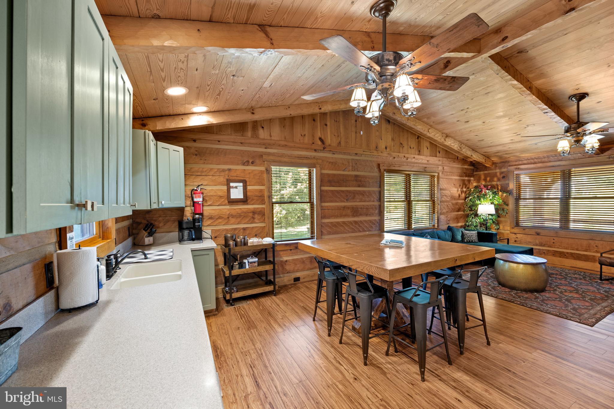 Custom exposed beams throughout