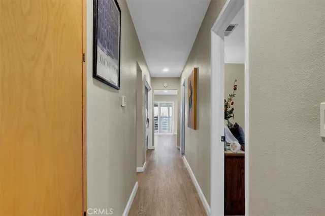 a view of a building with potted plants