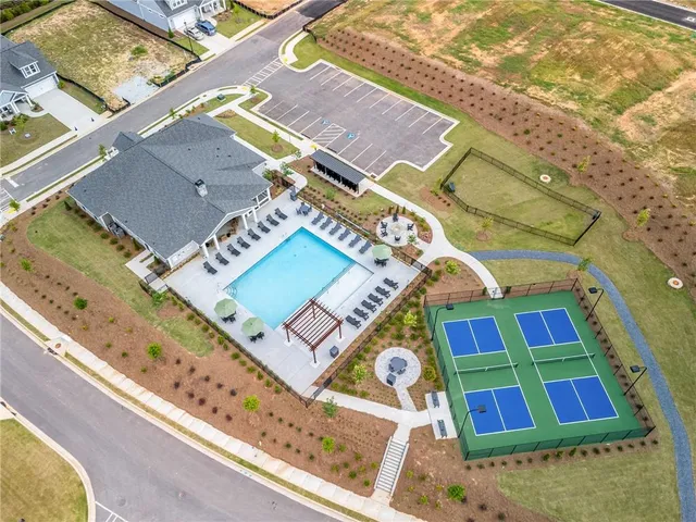 an aerial view of a house