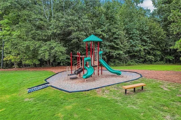 a view of a park with slide