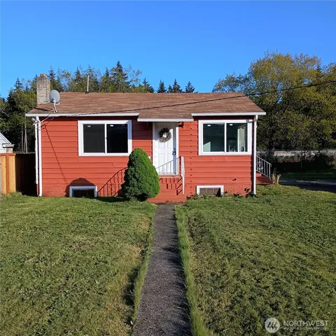 a view of a house with a garage