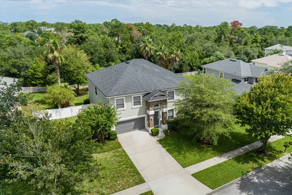 an aerial view of a house