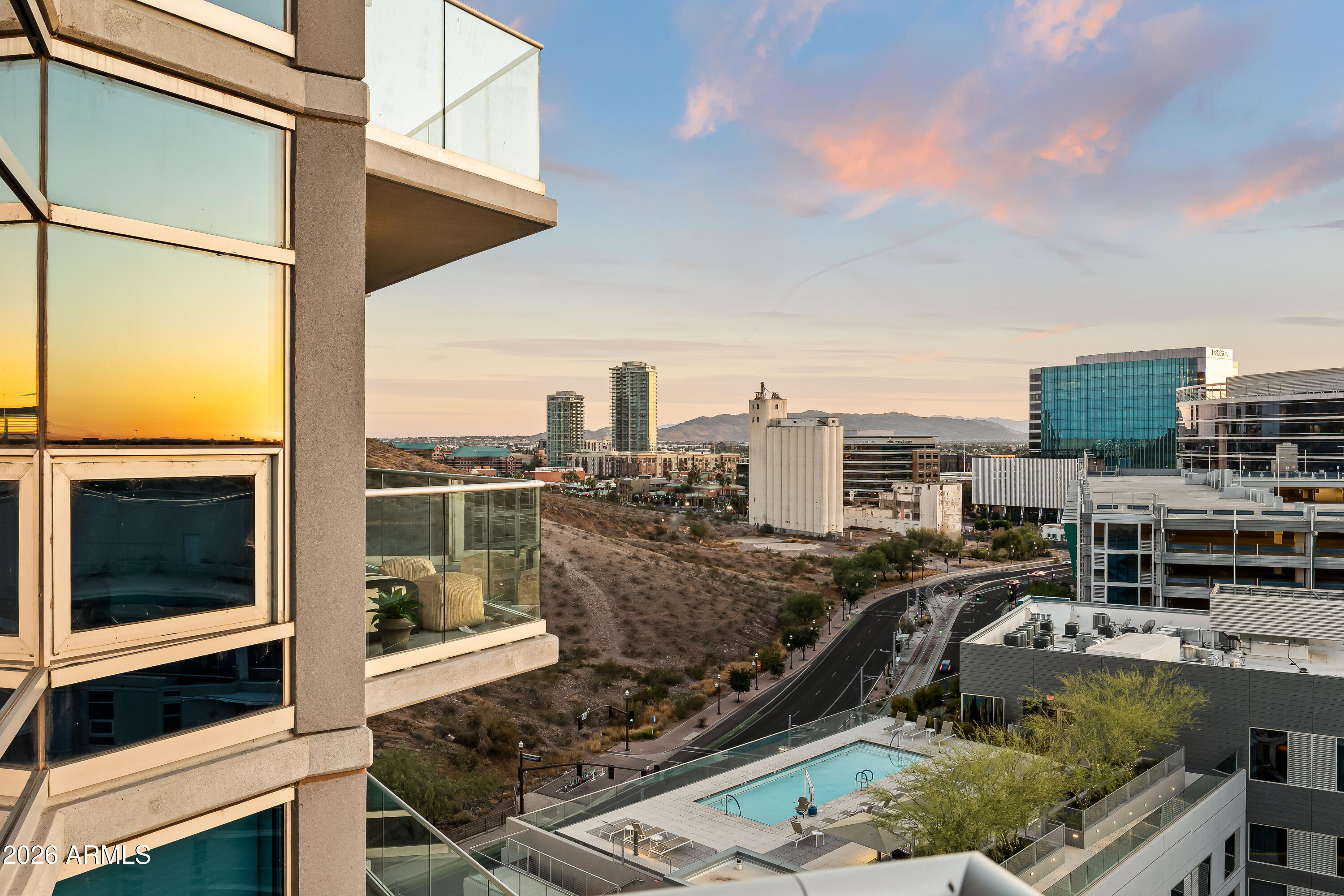 140 East Rio Salado Parkway, Unit 1101 Tempe, AZ 85281 - Photo 20 of 32 a view of a terrace with wooden floor and city view
