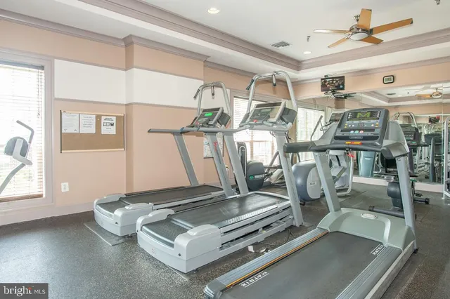 a room with gym equipment