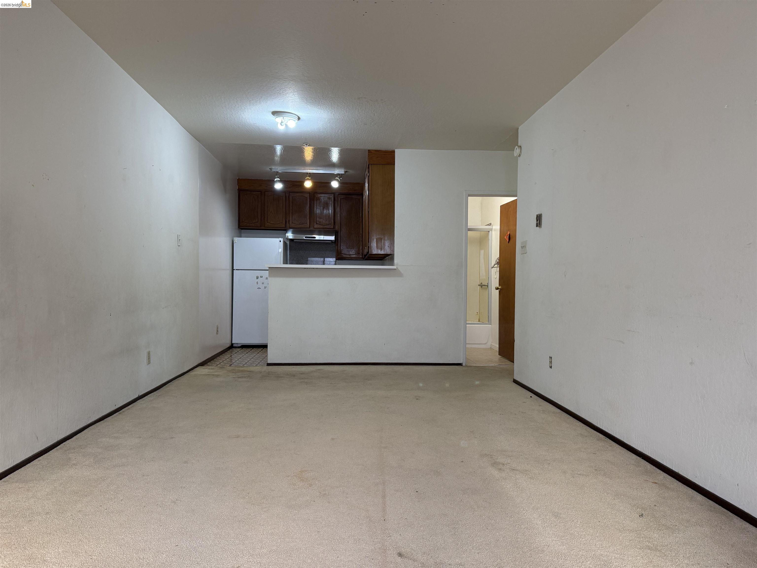 330 8th Street, Unit 3D Oakland, CA 94607 - Photo 6 of 13 Unfurnished living room with light colored carpet and baseboards