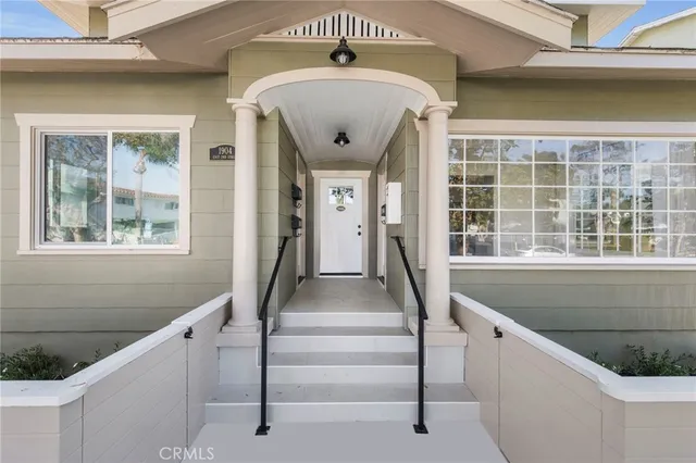 a front view of a house with entryway