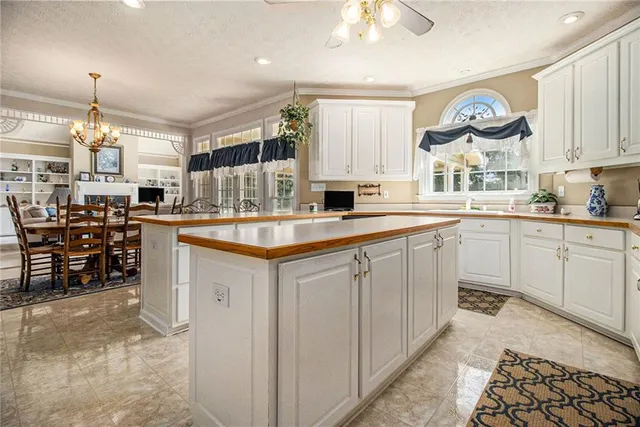 a kitchen with lots of counter top space