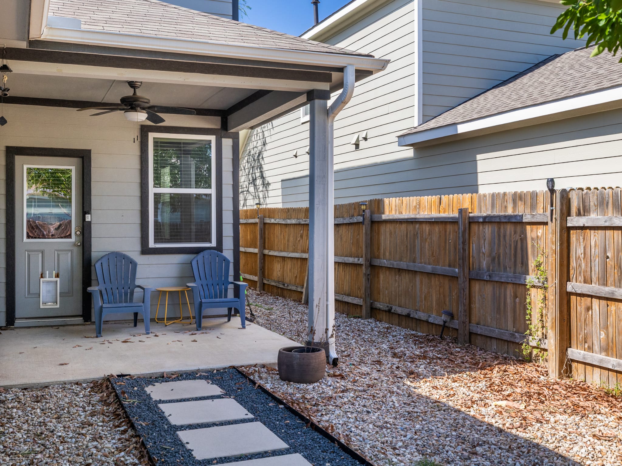 1919 Rinker Ranch Drive Austin, TX 78725 - Photo 18 of 30 Fenced backyard featuring a ceiling fan
