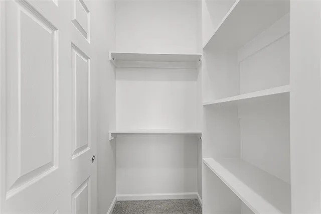 a view of walk in closet with empty racks