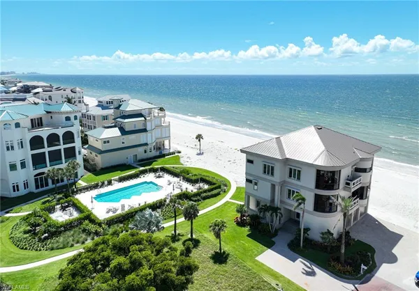 a aerial view of a house with a garden