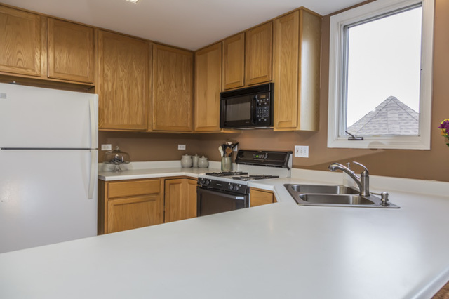 101 Barnes Road Elgin, IL 60124 - Photo 5 of 22 a kitchen with a sink cabinets and a refrigerator