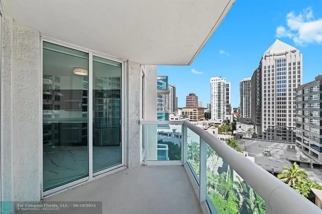 a city view with tall windows