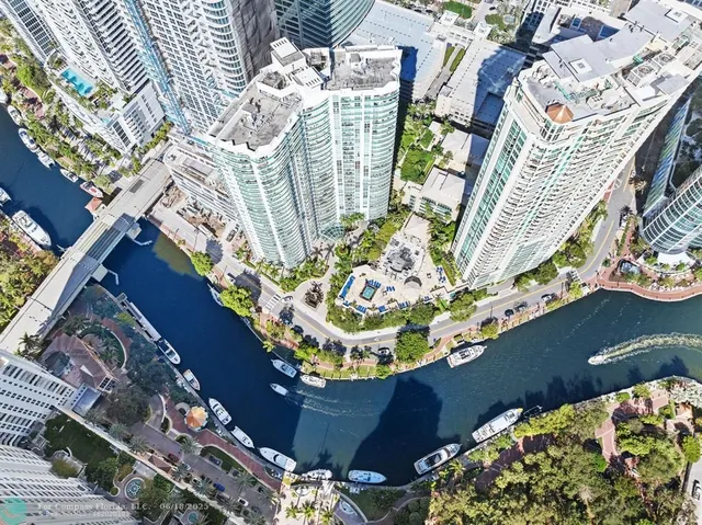 an aerial view of a city with balcony