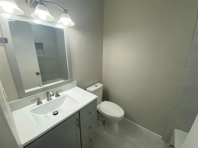 a bathroom with a bathtub