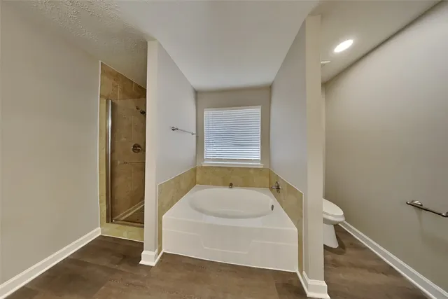a bathroom with a tub