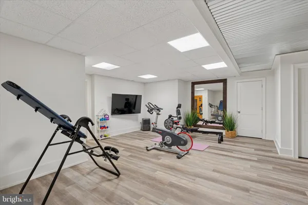 a view of a room with gym equipment