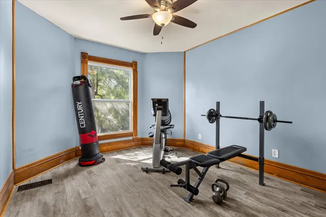 a view of a room with gym equipment
