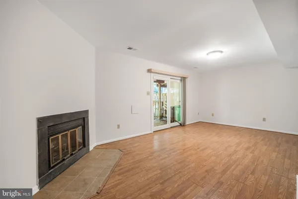 an empty room with windows