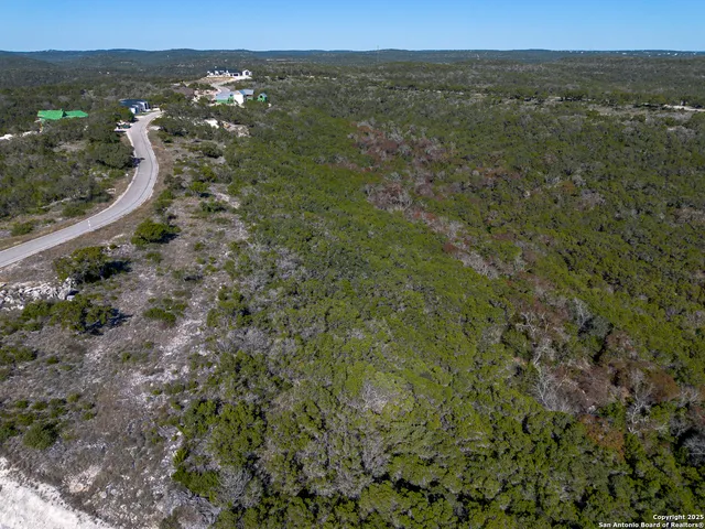 a view of a city with lush green forest