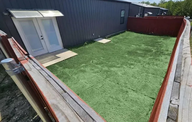 a view of a backyard