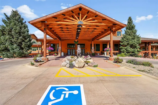 a view of a building with a street