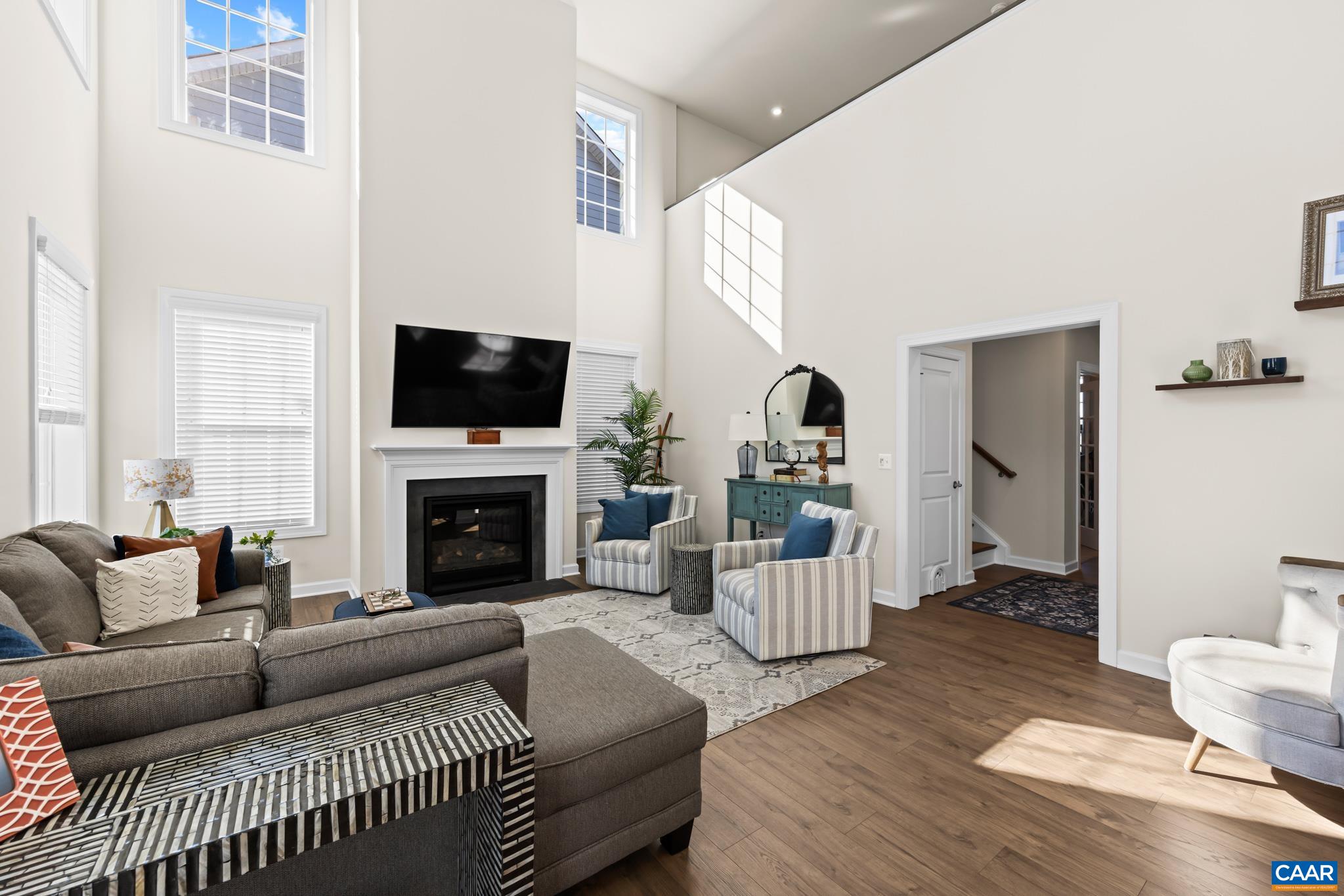 3490 Thicket Run Place Charlottesville, VA 22911 - Photo 16 of 63 a living room with furniture a fireplace and a flat screen tv