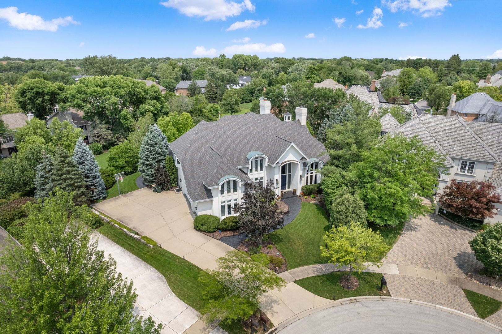 an aerial view of a house