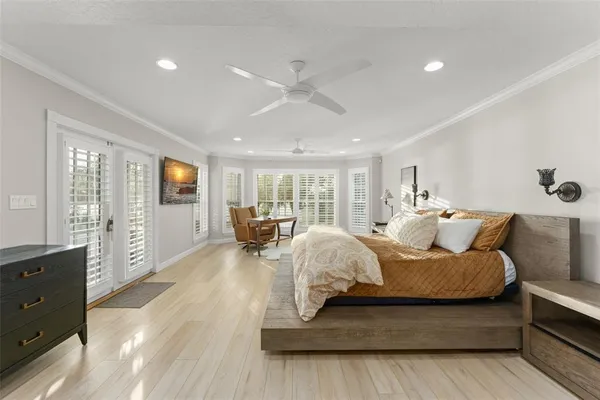 a view of a dining room with furniture and window
