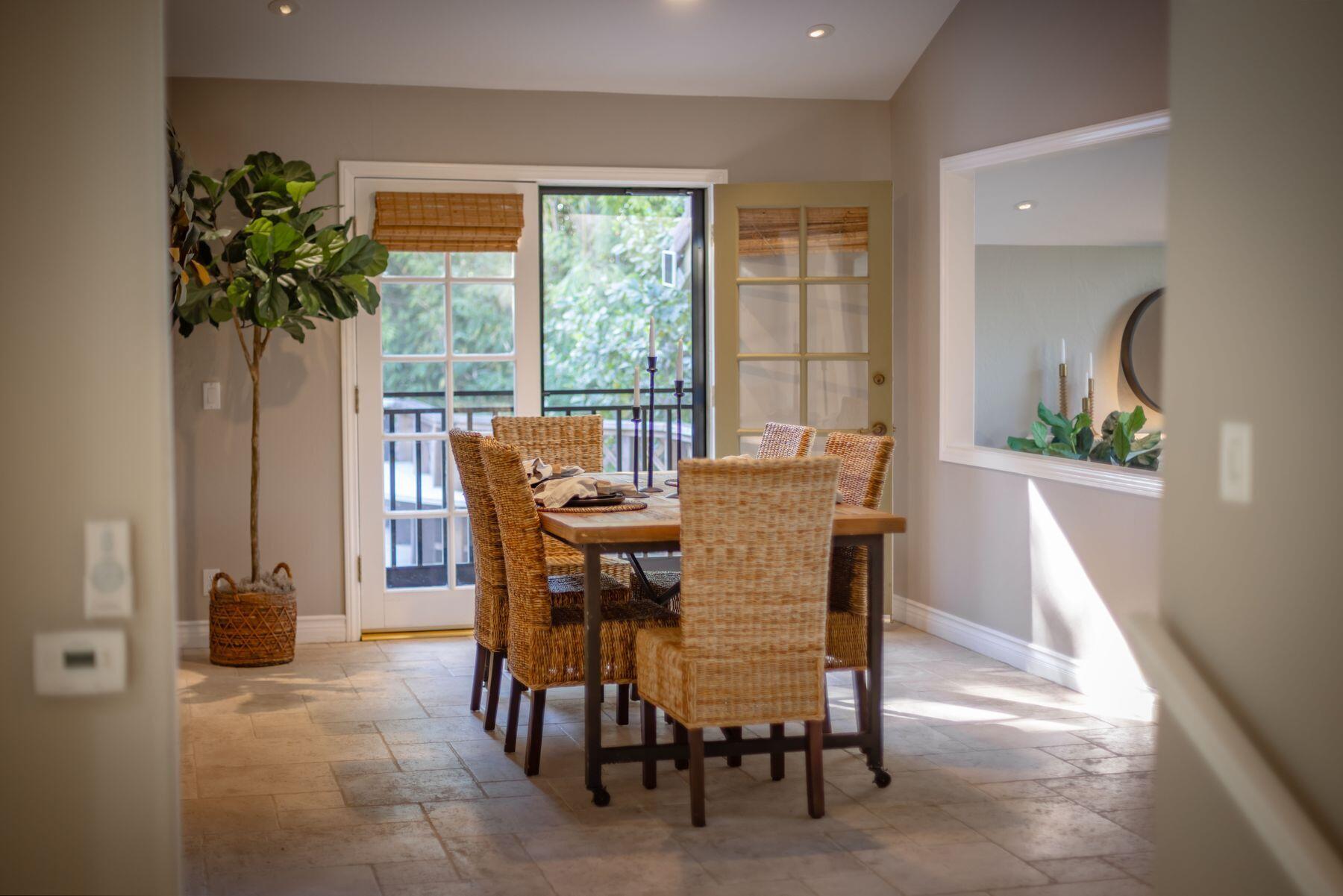 1270 Foothill Road Ojai, CA 93023 - Photo 13 of 47 a view of a dining room with furniture window and outside view