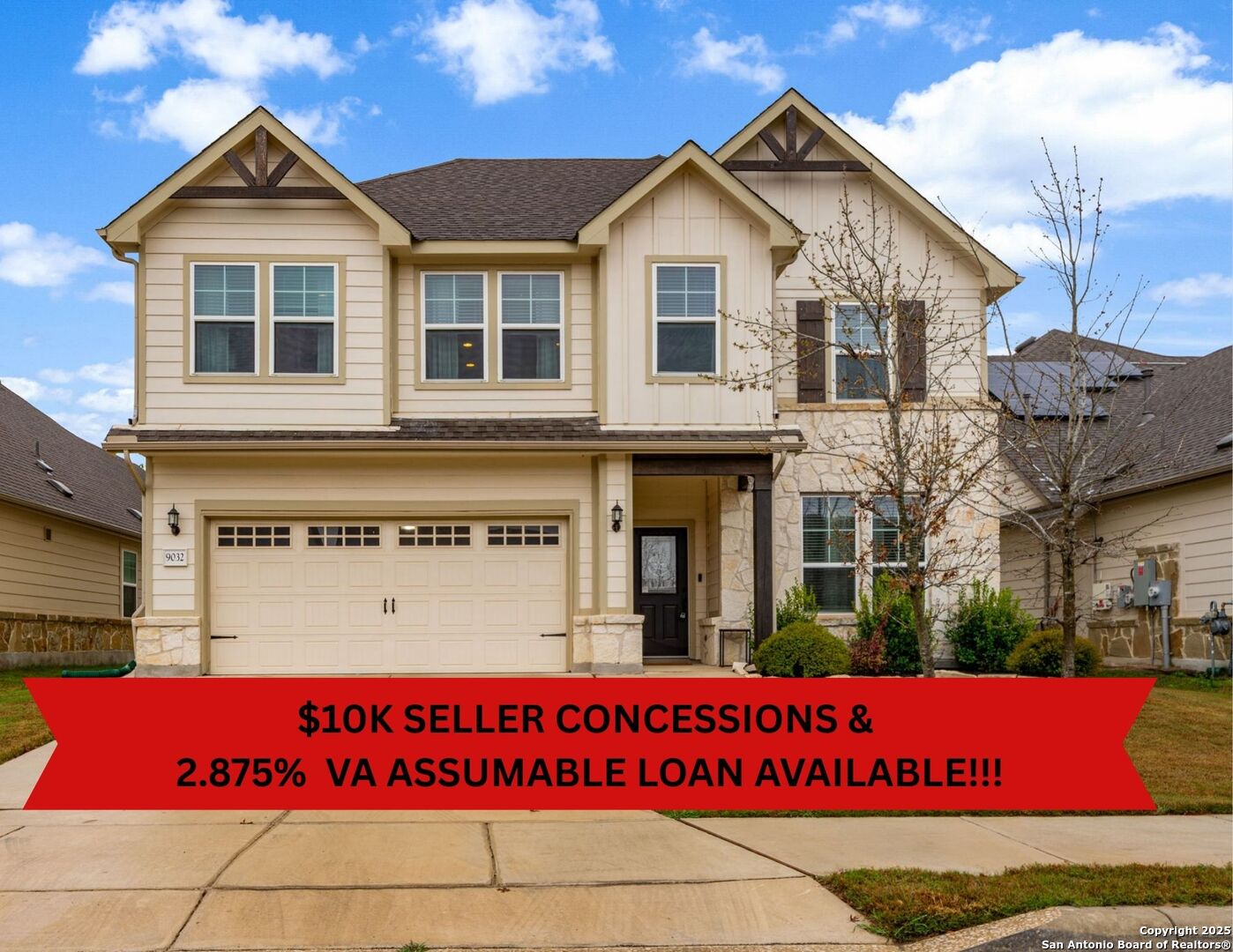 9032 Curling Post Schertz, TX 78154 - Photo 1 of 1 a view of a house with large windows and a small yard