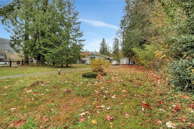 a view of a field with trees