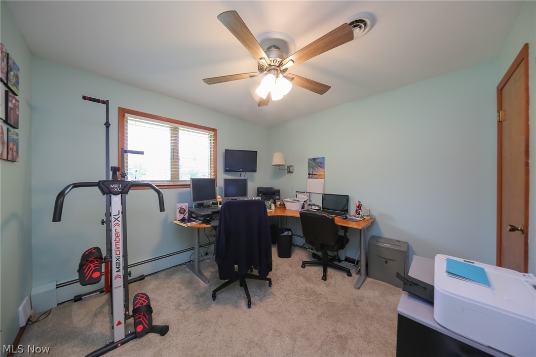 3362 Granger Road Medina, OH 44256 - Photo 26 of 49 Carpeted office featuring ceiling fan and baseboard heating