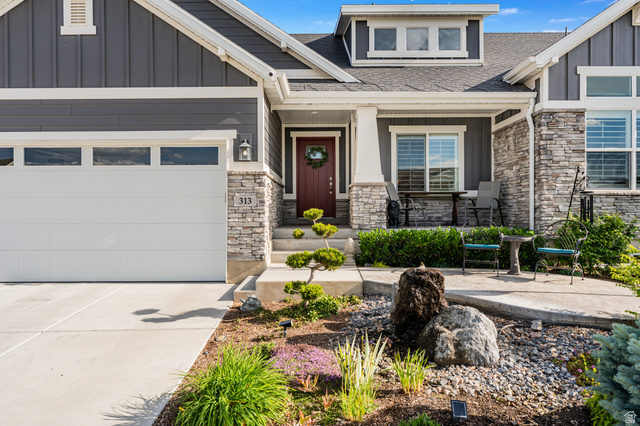 313 Old Maple Road South Weber, UT 84405 - Photo 2 of 35 Contemporary gray siding exterior with stone accents