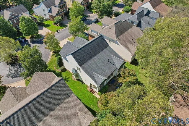 an aerial view of a house