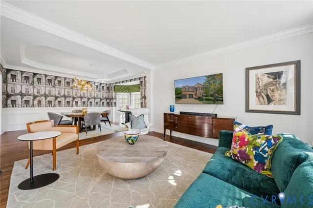 a living room with furniture and a couch