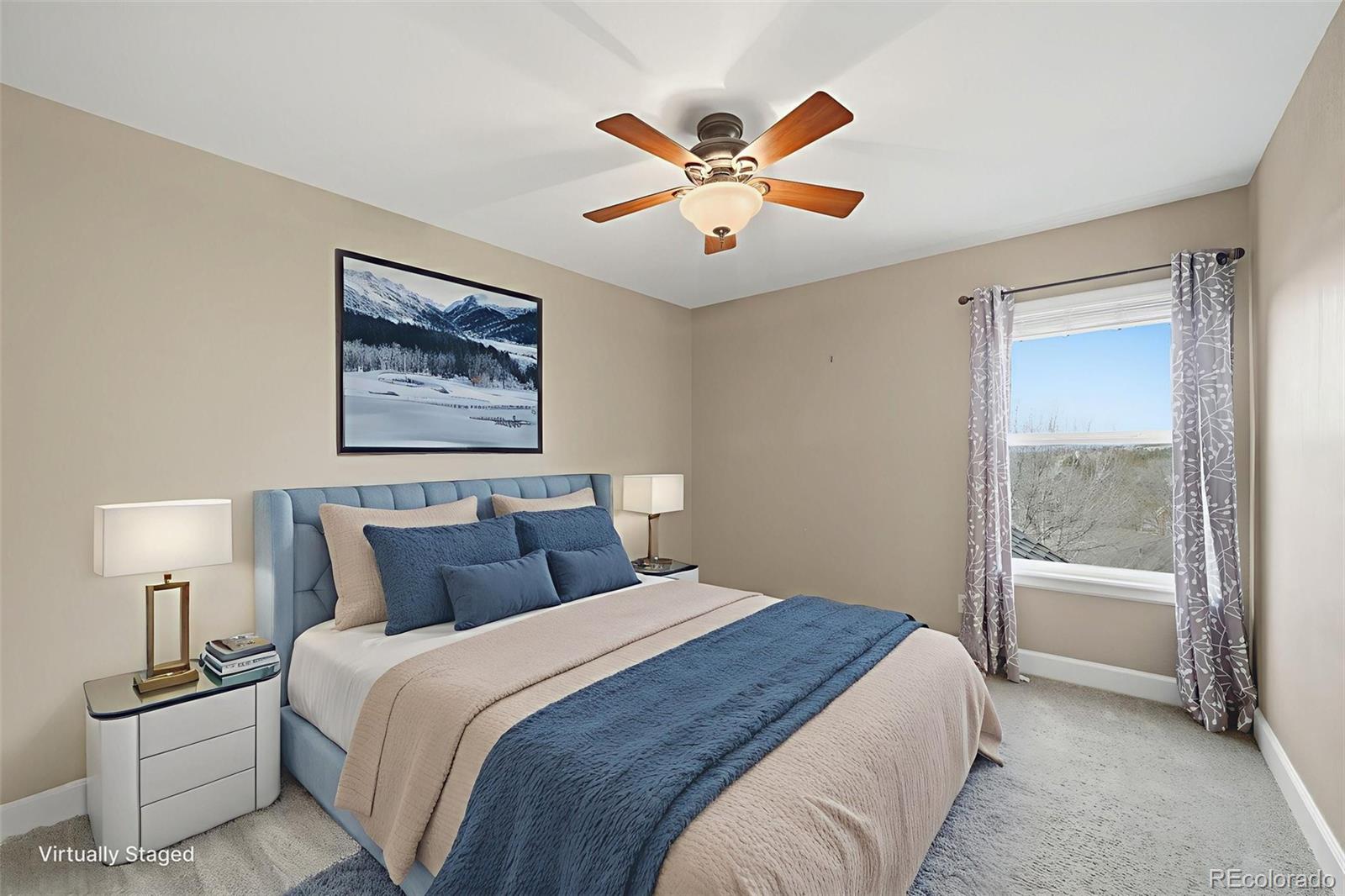 6879 Ingleton Drive Castle Pines, CO 80108 - Photo 29 of 50 a bedroom with a large bed and a window