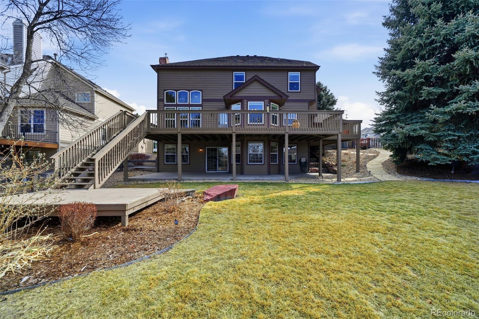 6879 Ingleton Drive Castle Pines, CO 80108 - Photo 45 of 50 a view of a house with a swimming pool
