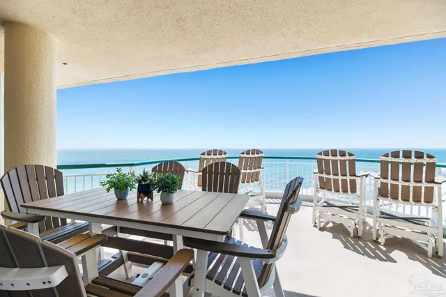 a view of a swimming pool with an outdoor space